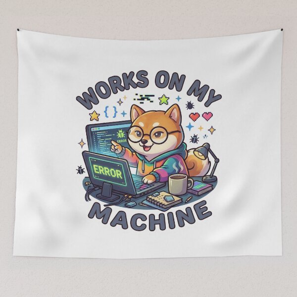 Item preview, Works On My Machine Funny Programmer Dog Sticker designed and sold by GenZStickerHub1.