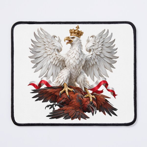 Item preview, Polish White Eagle Triumph – Red & White Ribbon 3D Patriotic Emblem designed and sold by StarRainbow.Online.