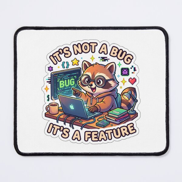 Item preview, Its Not A Bug Its A Feature Coder Raccoon Sticker designed and sold by GenZStickerHub1.