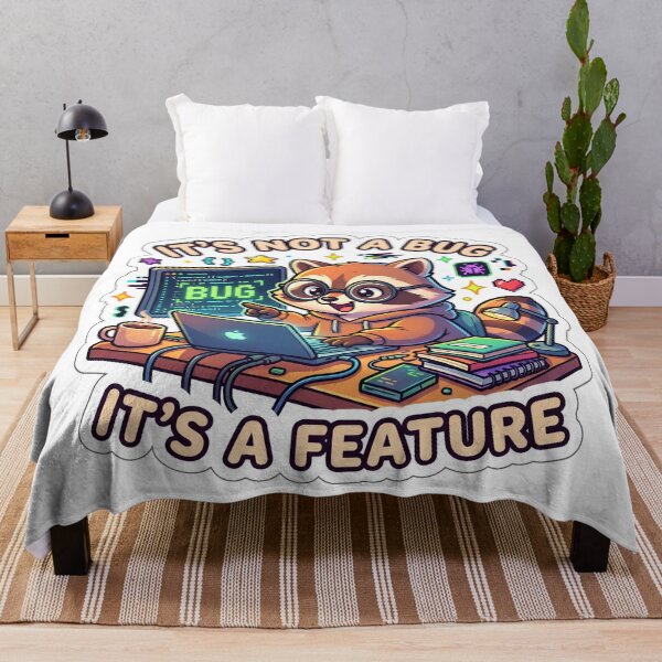 Item preview, Its Not A Bug Its A Feature Coder Raccoon Sticker designed and sold by GenZStickerHub1.