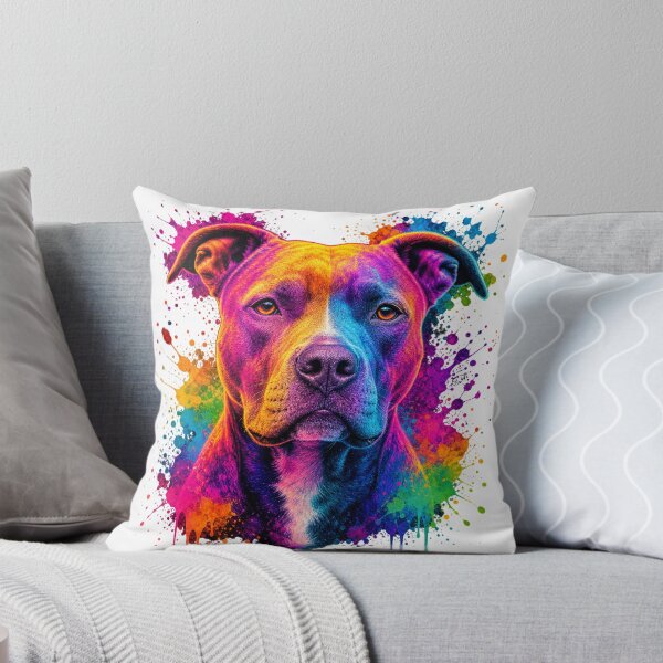 Item preview, Vibrant Rainbow Pit Bull - Colorful Watercolor Paint Splatter Art designed and sold by Designshopx.
