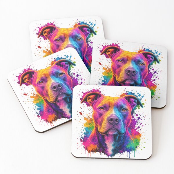Item preview, Vibrant Rainbow Pit Bull - Colorful Watercolor Paint Splatter Art designed and sold by Designshopx.