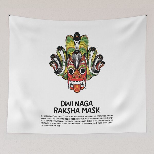 Item preview, Naga Raksha Cobra Demon Mask Yellow Green Sri Lanka designed and sold by Merch by Das Design Studio.