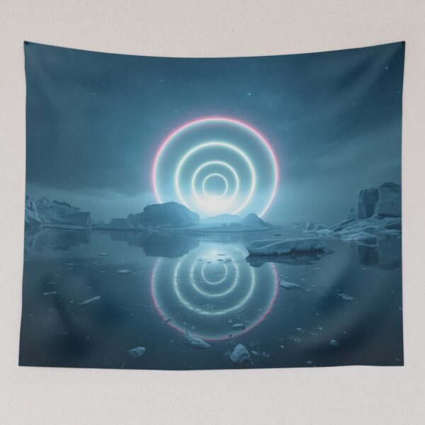 Item preview, Concentric Neon Rings Over Arctic Glacier Lagoon designed and sold by monkeybusiness.pt.