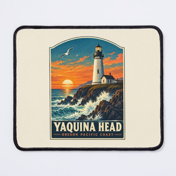 Item preview, Yaquina Head Lighthouse Oregon Vintage Travel Poster | Pacific Coast Lighthouse Adventure designed and sold by Globalcitytees.