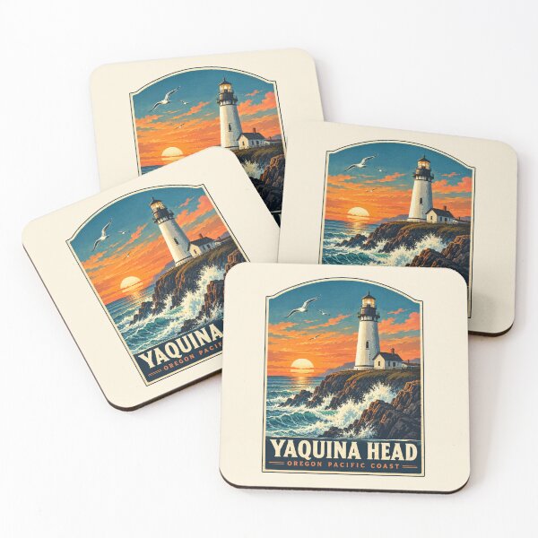 Item preview, Yaquina Head Lighthouse Oregon Vintage Travel Poster | Pacific Coast Lighthouse Adventure designed and sold by Globalcitytees.