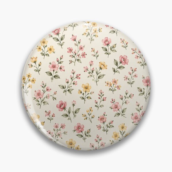 Item preview, Vintage Pink and Yellow Wildflowers Cottagecore Floral Pattern designed and sold by KokoDeez.