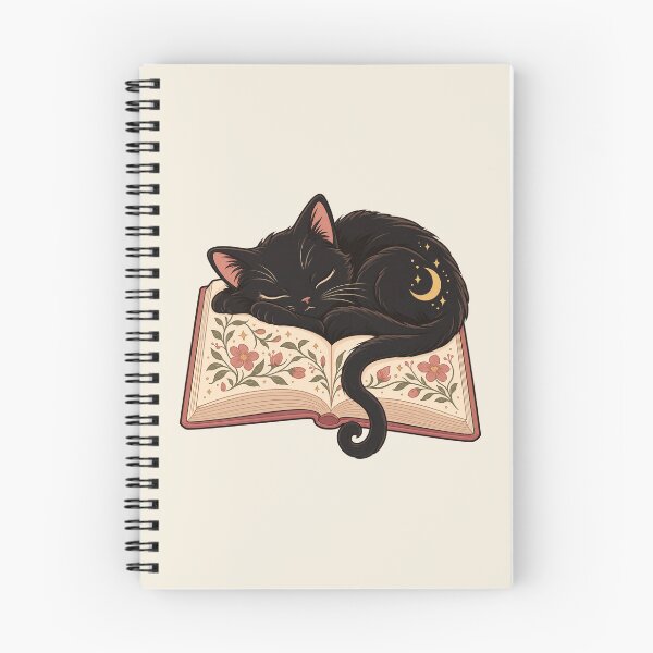 Item preview, Sleeping Black Cat on a Floral Book designed and sold by mayank2401.