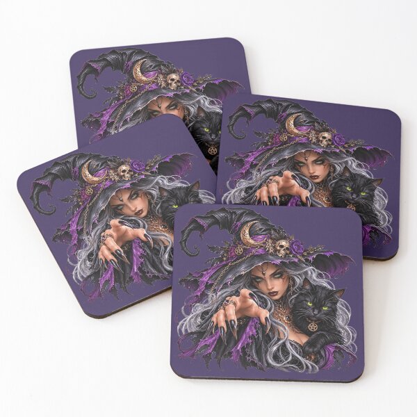 Item preview, Gothic Witch with Black Cat and Purple Magic Hat designed and sold by charmaroundyou.