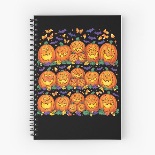 Item preview, Colorful Halloween Jack O Lantern Pumpkins with Purple Bats Candy Corn and Autumn Leaves designed and sold by ArcaneArtistry.