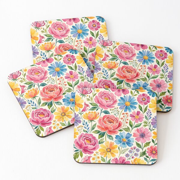 Item preview, Bright Watercolor Summer Garden Floral Pattern designed and sold by Sybille-Yates.