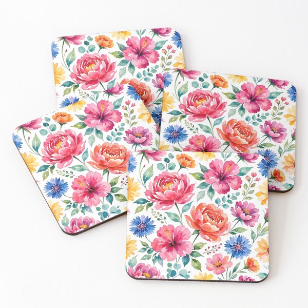 Item preview, Bright Watercolor Summer Garden Floral Pattern designed and sold by Sybille-Yates.