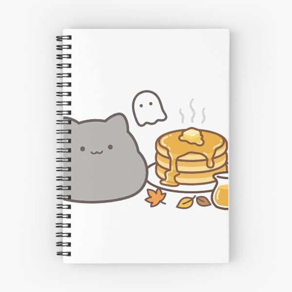 Item preview, Cute Black Cat Ghost Maple Syrup Pancakes Fall Kawaii Sticker designed and sold by xiaoxiaochibi.