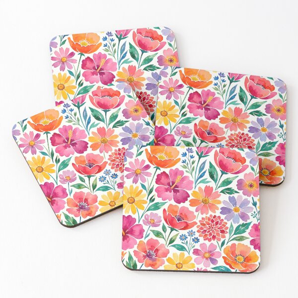Item preview, Bright Watercolor Summer Garden Floral Pattern designed and sold by Sybille-Yates.