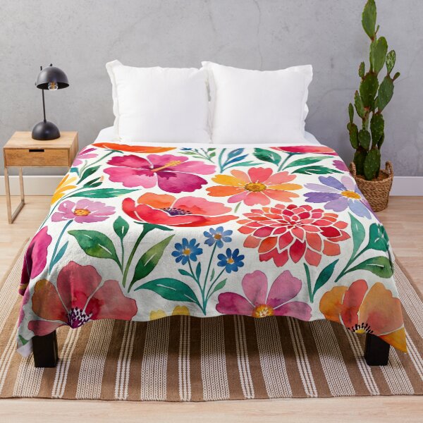 Item preview, Bright Watercolor Summer Garden Floral Pattern designed and sold by Sybille-Yates.