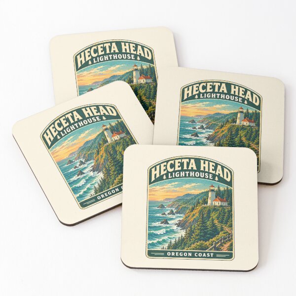 Item preview, Heceta Head Lighthouse Oregon Vintage Travel Poster | Pacific Coast Adventure designed and sold by Globalcitytees.