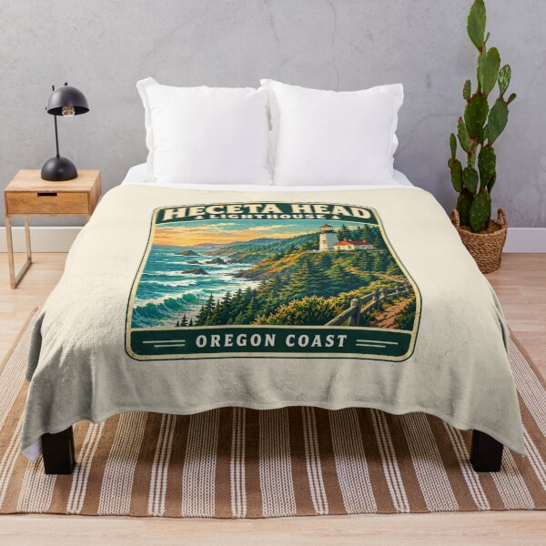 Item preview, Heceta Head Lighthouse Oregon Vintage Travel Poster | Pacific Coast Adventure designed and sold by Globalcitytees.