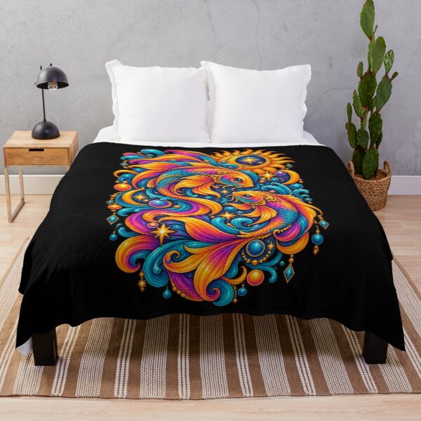 Item preview, Neon Koi Dreamscape – Psychedelic Pisces Zodiac designed and sold by RockitBaby.