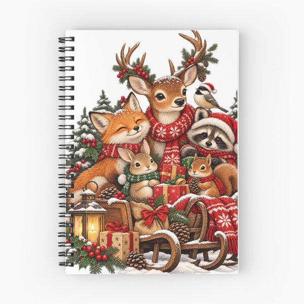 Item preview, Christmas Woodland Animals Cute Winter Holiday Art designed and sold by BasicPrintStudio.
