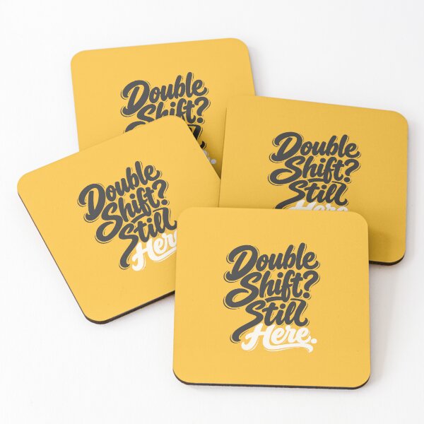 Item preview, Double Shift Still Here – Funny Nurse T-Shirt Yellow Black Script RN Gift Bold designed and sold by KiwyStudio.