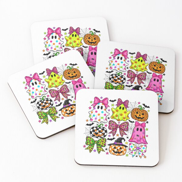 Item preview, Colorful Halloween Ghosts Pumpkins and Leopard Bows designed and sold by Phil Ben.