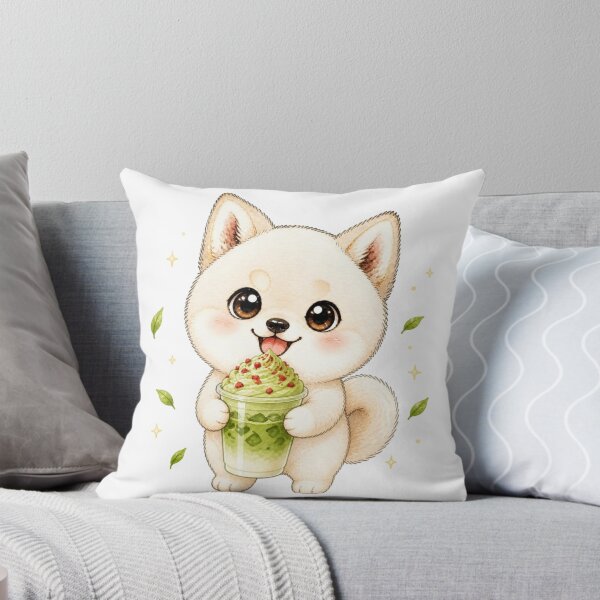 Item preview, Cream Shiba Inu with a Matcha Whipped Cream Latte designed and sold by Kawaii Matcha Studio.