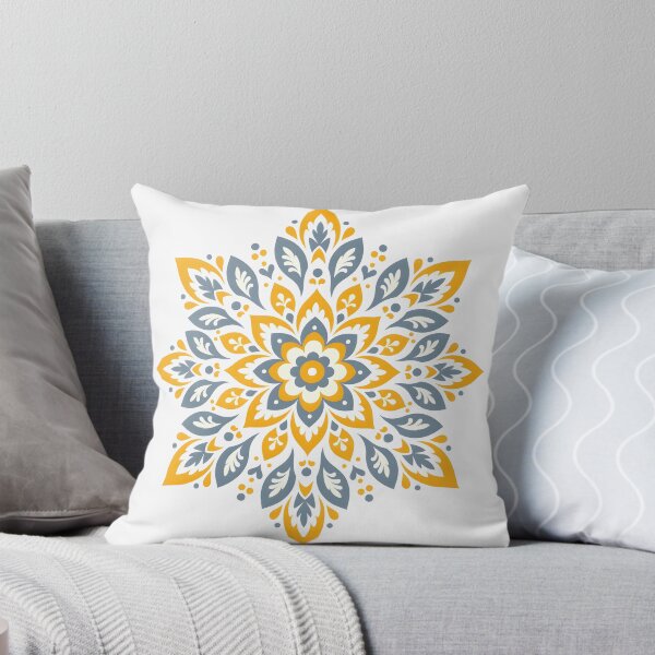 Item preview, Boho Mandala Snowflake in Mustard and Slate designed and sold by ArteMinds.