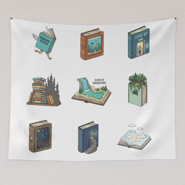 Item preview, Surreal Magical Book Worlds and Fantasy Icons Sticker Sheet designed and sold by mood-draftsman.
