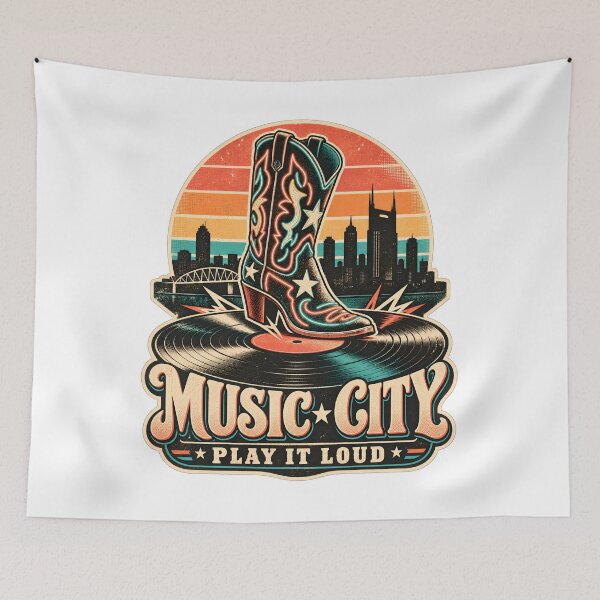 Item preview, Nashville Music City Boot on a Vinyl Record designed and sold by Fenay Designs.