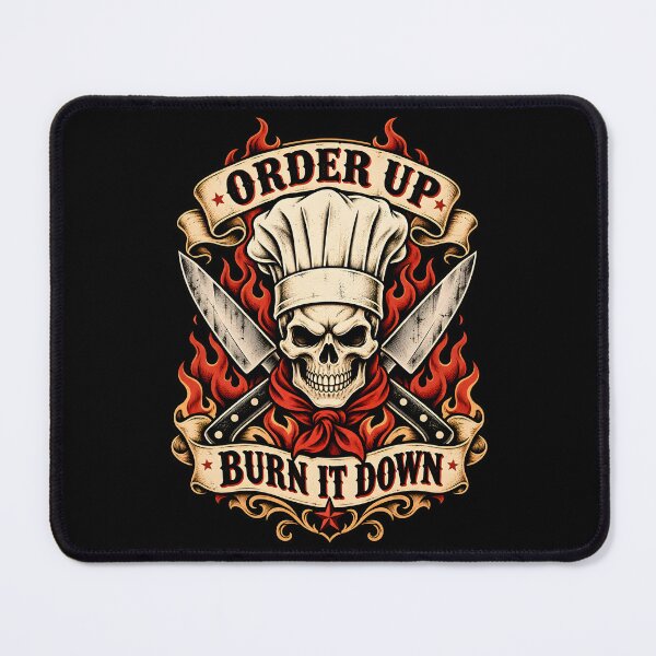 Item preview, Order Up Burn It Down Chef Skull Vintage Tattoo designed and sold by LoafLogic.