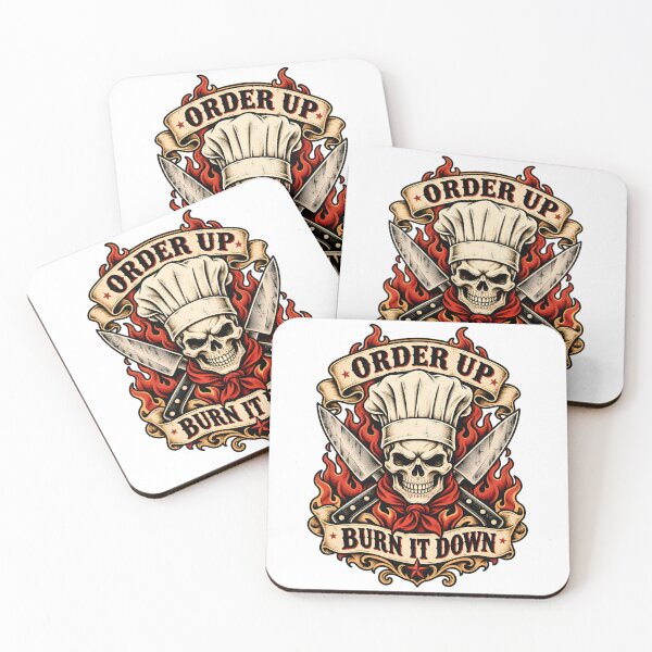 Item preview, Order Up Burn It Down Chef Skull Vintage Tattoo designed and sold by Win Hardy.