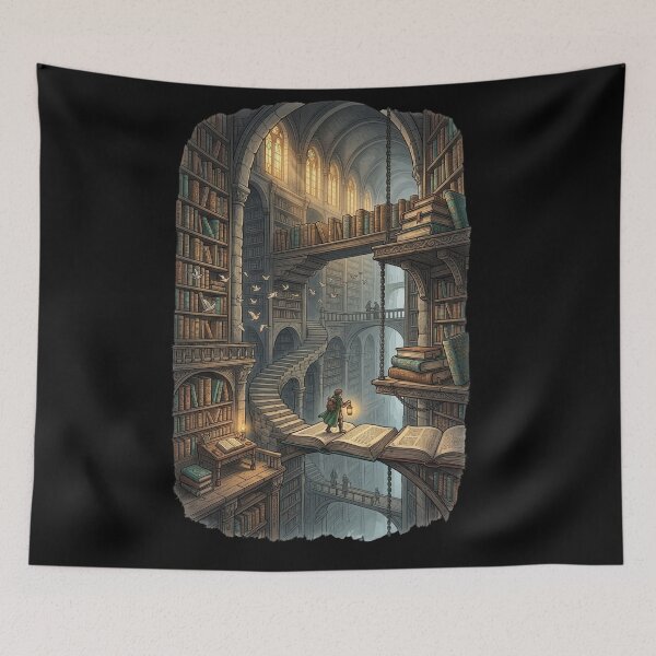 Item preview, Epic Fantasy Grand Library Cathedral and Endless Books designed and sold by mood-draftsman.