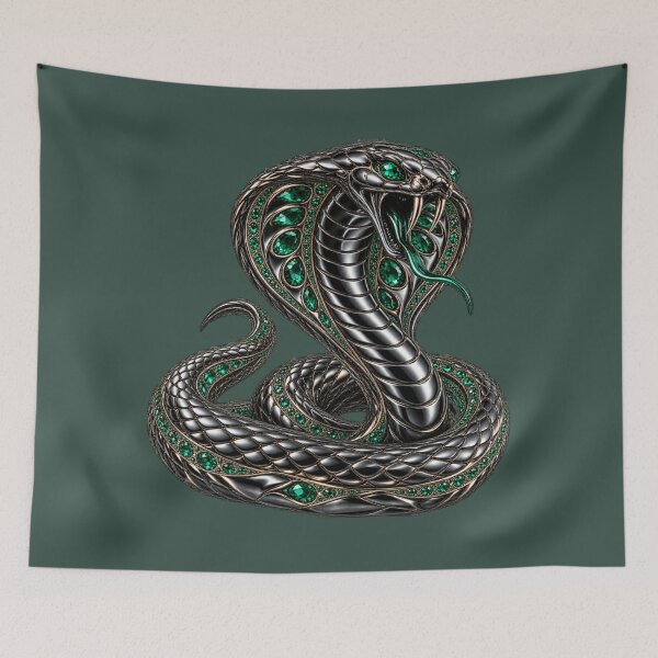 Item preview, Gothic Chrome Cobra with Emerald Crystals designed and sold by charmaroundyou.