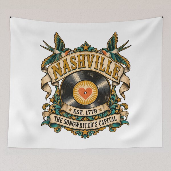 Item preview, Nashville Songwriter's Capital Vinyl Heart & Swallows designed and sold by Fenay Designs.