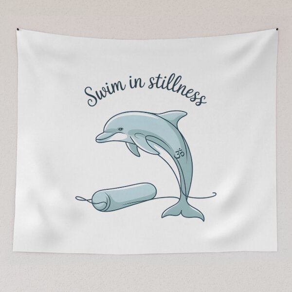 Item preview, Cute Dolphin Swim In Stillness Om Symbol Art designed and sold by 108stillness.