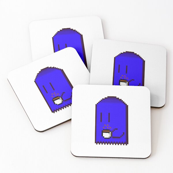 Item preview, Coffee Ghost Pixel Art - Cute Blue Ghost Drinking Coffee designed and sold by RetroRlx.