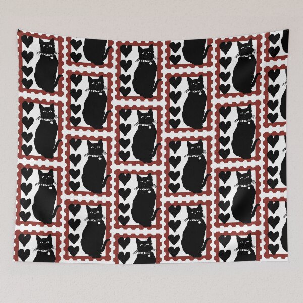 Item preview, Black Cat Stamp With Hearts Design designed and sold by CarefulCreation.