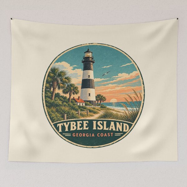 Item preview, Tybee Island Lighthouse Georgia Vintage Coastal Travel Souvenir designed and sold by Globalcitytees.
