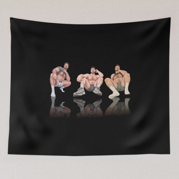 Item preview, Hairy Chubby Gay Bear Trio Athletic Fitness Reflection Graphic designed and sold by RahniNM.