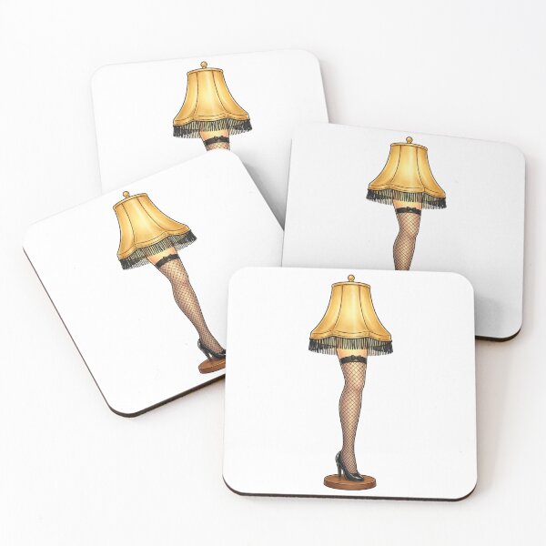 Item preview, The Leg Lamp – Iconic Fishnet Lamp on Wooden Base Christmas Cartoon designed and sold by CozyCornerDesigns.