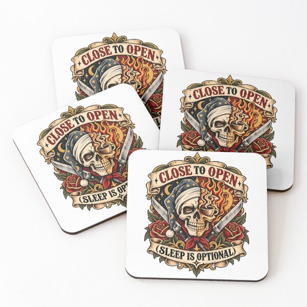 Item preview, Close To Open Sleep Is Optional Chef Skull Tattoo designed and sold by Win Hardy.