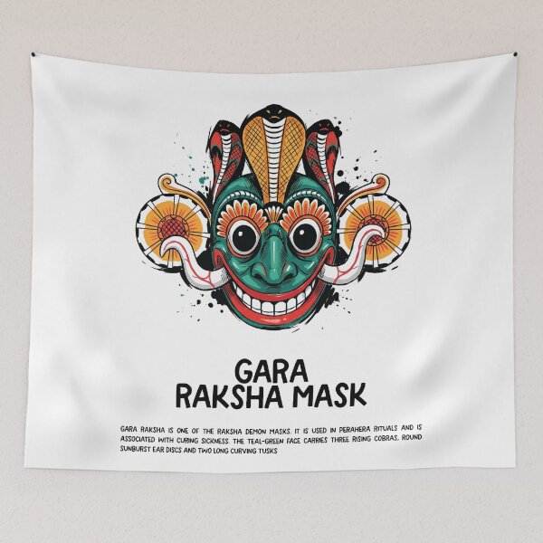 Item preview, Gara Raksha Mask Three Cobras Sri Lanka Art designed and sold by Merch by Das Design Studio.