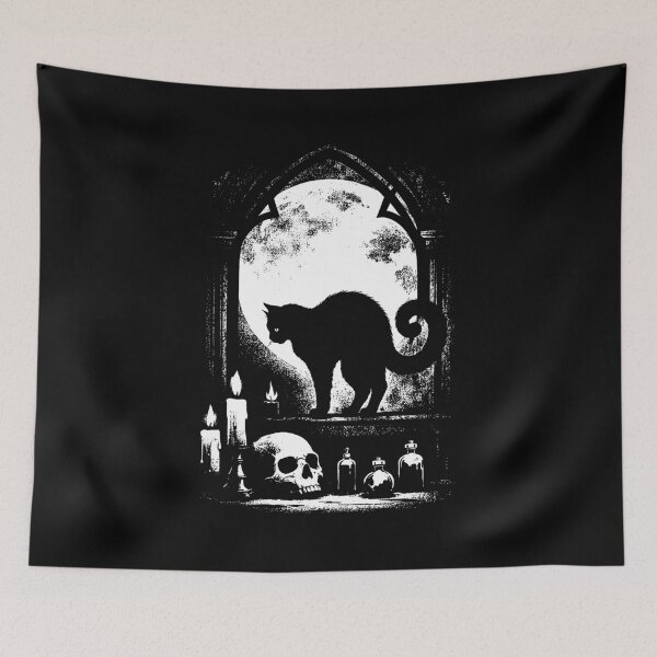Item preview, Gothic Black Cat Under Full Moon designed and sold by Faissal Thomass.