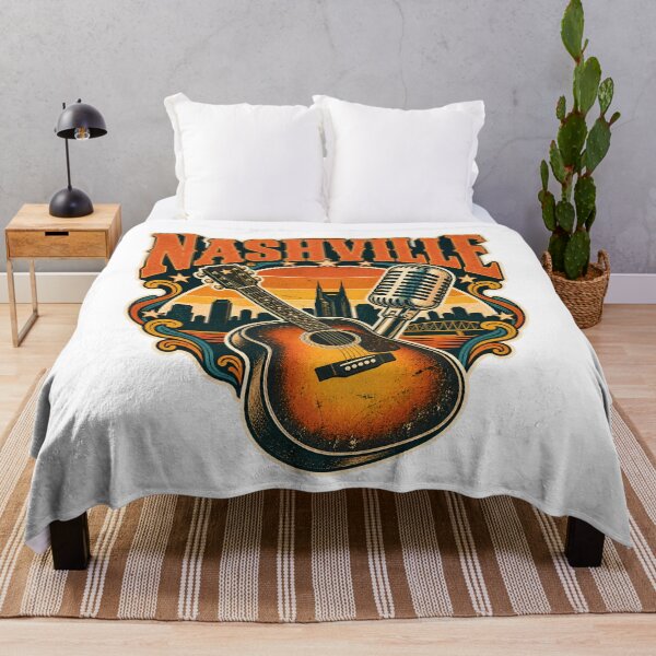 Item preview, Nashville Sunset Guitar and Vintage Microphone designed and sold by Fenay Designs.