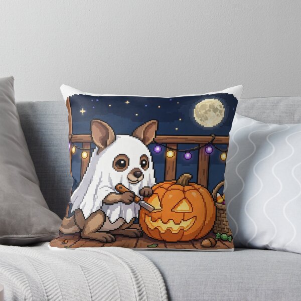 Item preview, Wallaby Ghost Pumpkin Carving Halloween Pixel Art designed and sold by Ebodega.