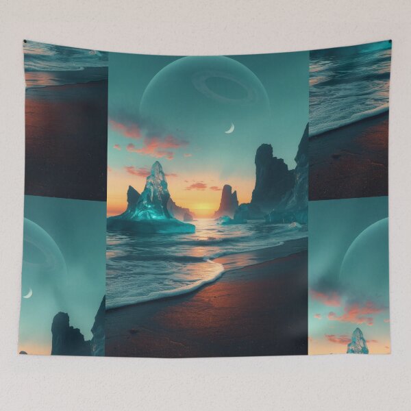 Item preview, Ringed Gas Giant Over Crystal Ice Shore designed and sold by monkeybusiness.pt.