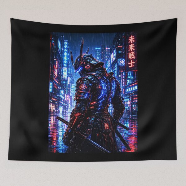 Item preview, Cyberpunk Samurai Warrior in Neon City designed and sold by Faissal Thomass.