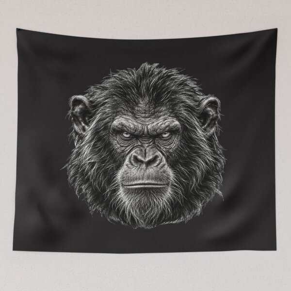 Item preview, Detailed Black and White Chimp Portrait designed and sold by charmaroundyou.