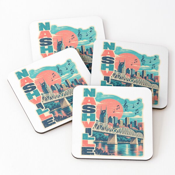 Item preview, Nashville Coral Sunset Bridge and Musical Skyline designed and sold by Fenay Designs.