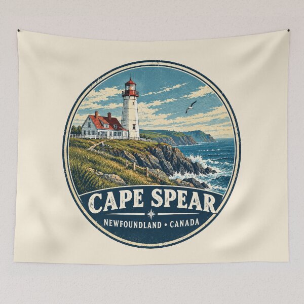 Item preview, Cape Spear Lighthouse Newfoundland Canada Vintage Coastal Adventure designed and sold by Globalcitytees.